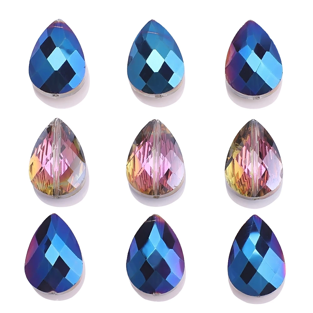 10 Pcs 13X18MM Crystal Drop Bead Pear Shape Jewelry Making Accessories Faceted Glass Teardrop Beads DIY Making Necklace Pendant