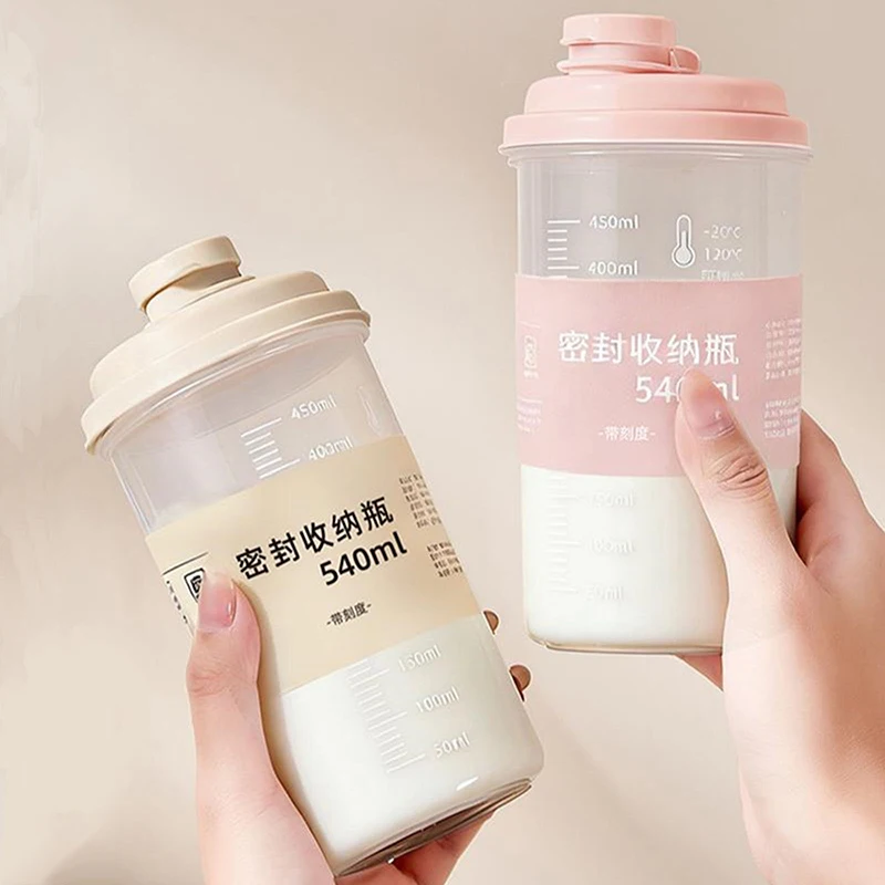 1/3pcs Restaurant Camping Partydrinkware Accessories Clear Plastic Bottles Graduated Cup With Lids Milk And Other Beverage,