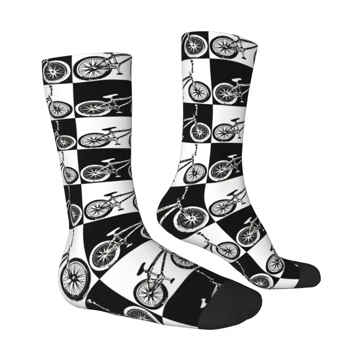 Funny Men's Socks Bmx Freestyle Retro Harajuku Bicycle Bike Hip Hop Novelty Crew Crazy Sock Gift Pattern Printed