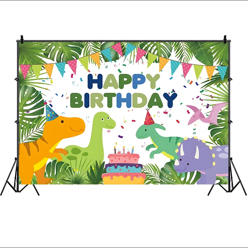 Jurassic Park Background Cartoon Dinosaur Birthday Decoration Backdrop Animal World Baby Shower Party Banner for Photography