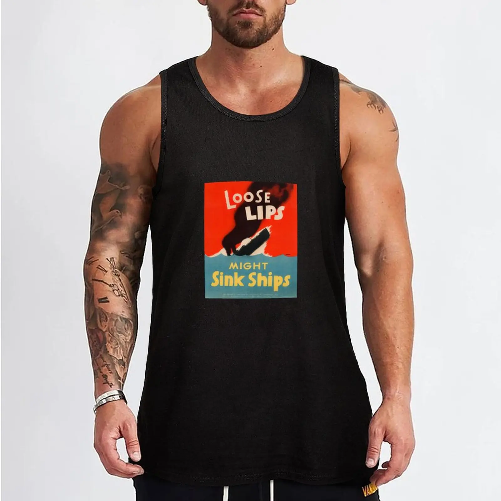 Loose Lips Might Sink Ships Tank Top Men's sleeveless t-shirt men clothing Men's t shirt