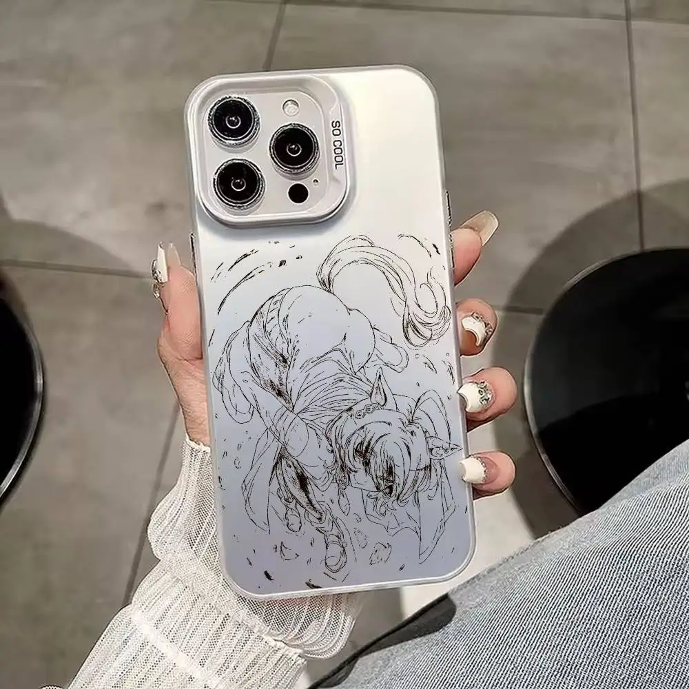 Game Anime Umamusume Pretty Phone Case For iPhone 17,16,15,14,13,12,11,Mini,Pro,E,MAX White Candy Matte Cover - Detail 1