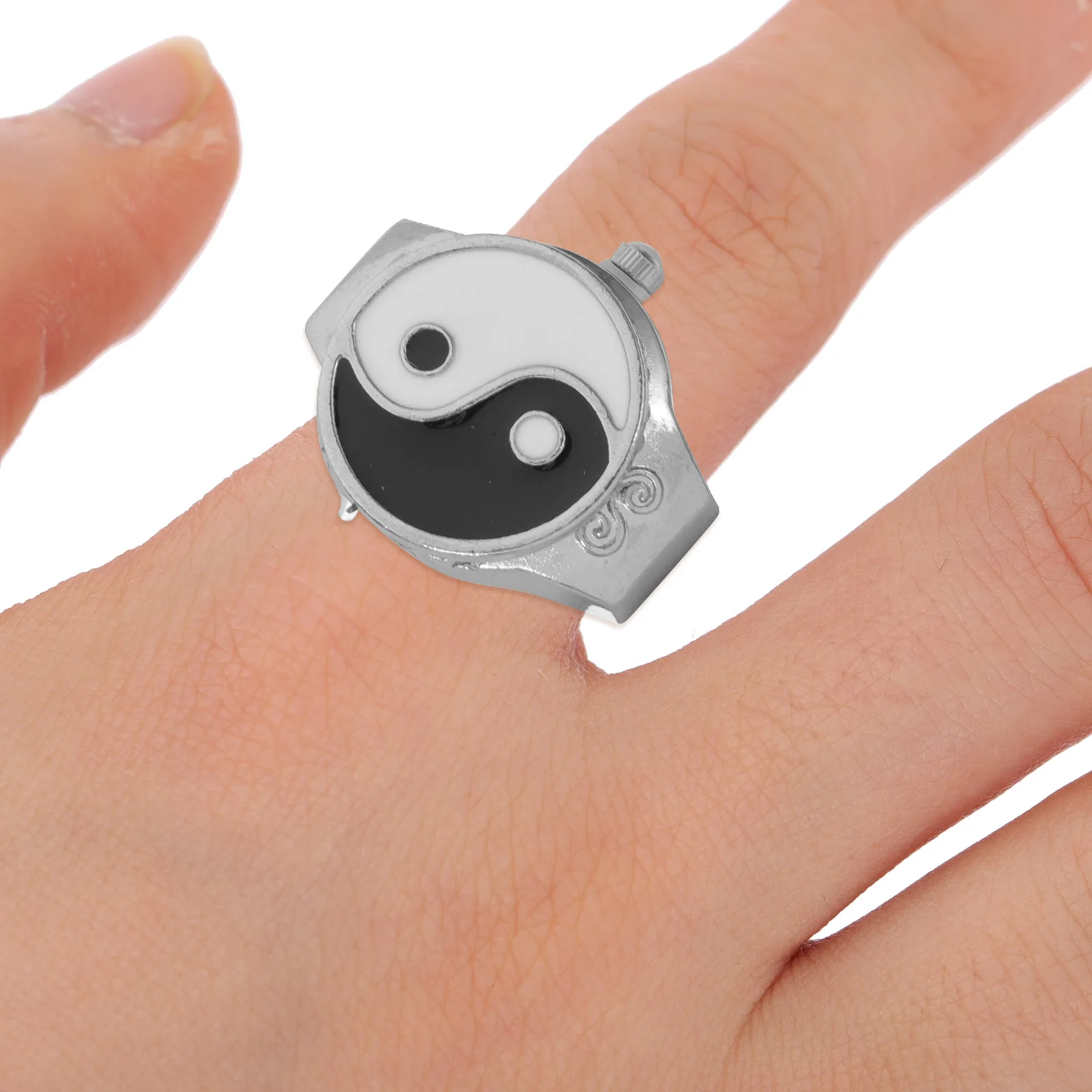 

Disc Ring Watch for Women Men Metal Wrist Finger Watches Pocket Clocks Gift Decorative Small Accessories Retro Design