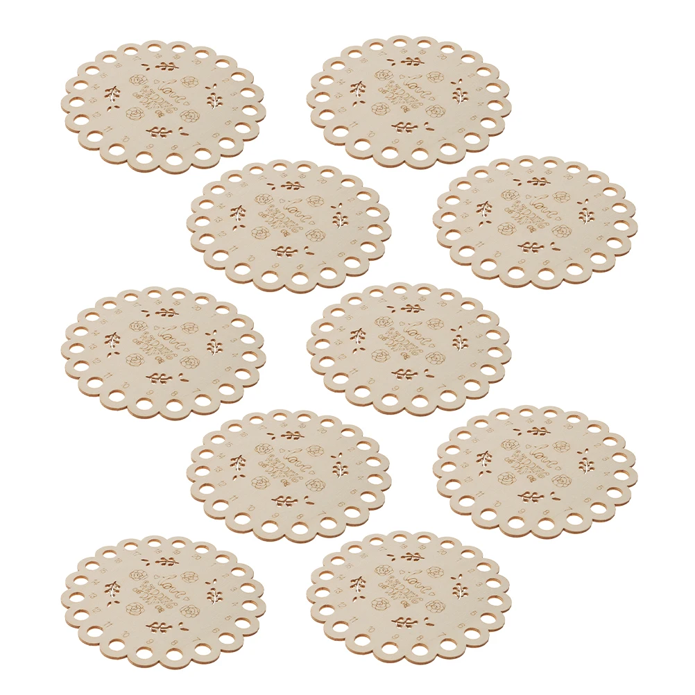 

10pcs Cross Stitch Storage Disc Wooden Organizer Embroidery Yarn Thread Keeper Sewing Tool Portable Holder Natural Wood