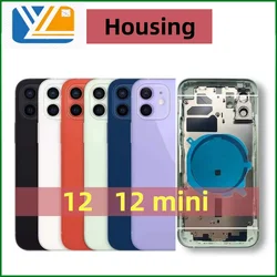 Back Cover For iPhone 12 12Mini Housing Replacement High Quality Housing Battery Cover for 12 Chassis with Side Buttons+SIM Tray