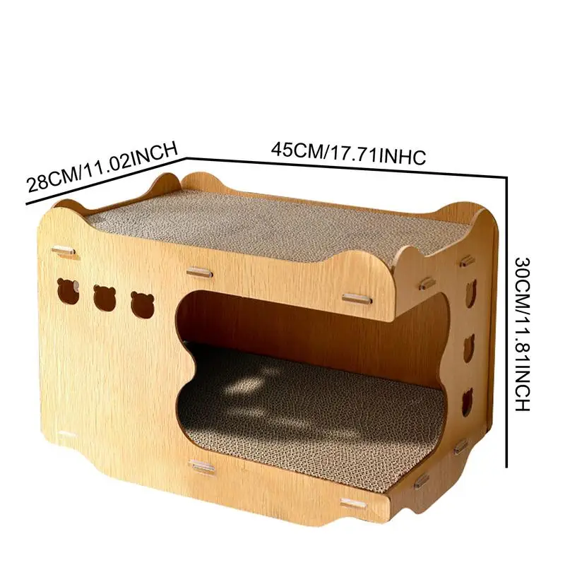 Scratch Pad For Cats 2-In-1 Multipurpose Cat House Claw Safe Natural Recycled Materials Scratch Textures Design Durable Cat