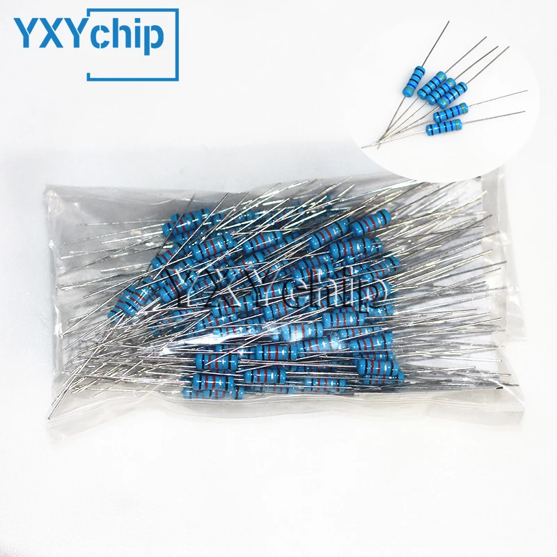200PCS/Lot 2W 0.1R-10M 1% Metal Film Resistor 0.22R 0.5R 1R 4.7R 10R 100R 330R 390R 820R 1K 10K 100K 680K 1M 4.7M 7.5M Ohm