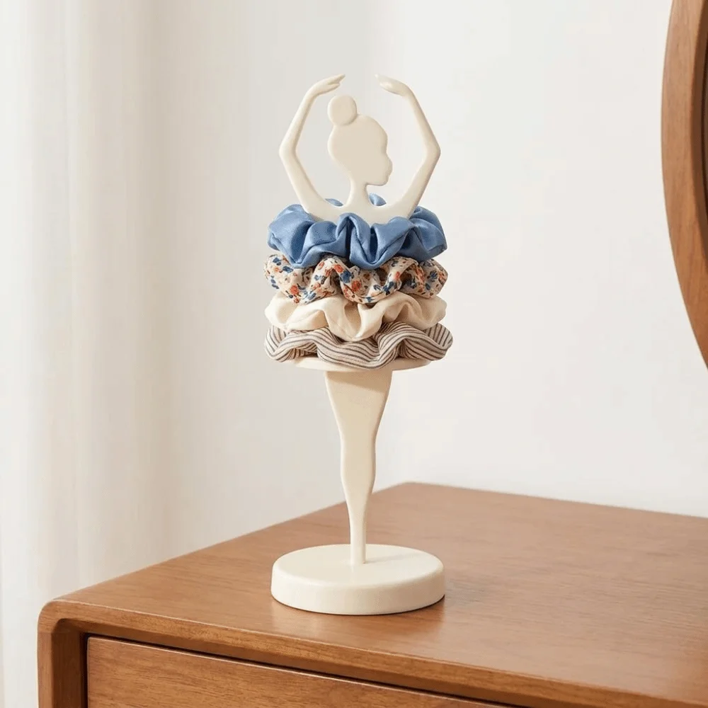 3D Printed Ballet Dancer Scrunchie Holder Space Saving Decorative Ballerina Scrunchie Holder Plastic Jewelry Display Rack