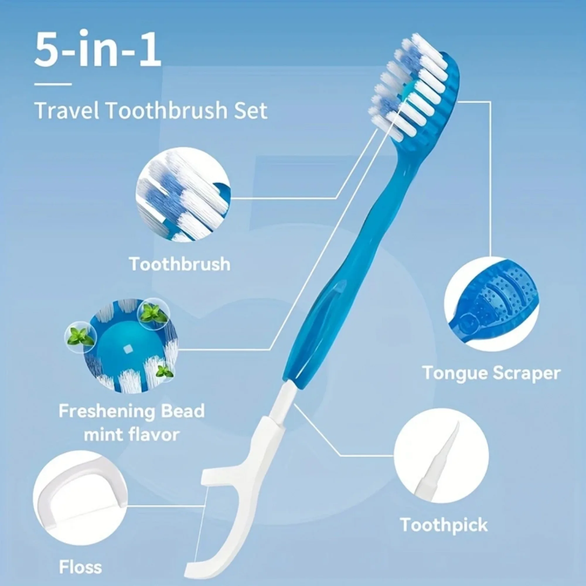 30/10/5 PCS Five in One Multi Functional Toothbrush, Convenient Independent Packaging, Essential for Business Travel