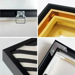 Customized DIY Frame Kit Gold Black Metal Aluminum Outer Frame and Wooden Inner Frame for Canvas Painting Gallery Home Decor