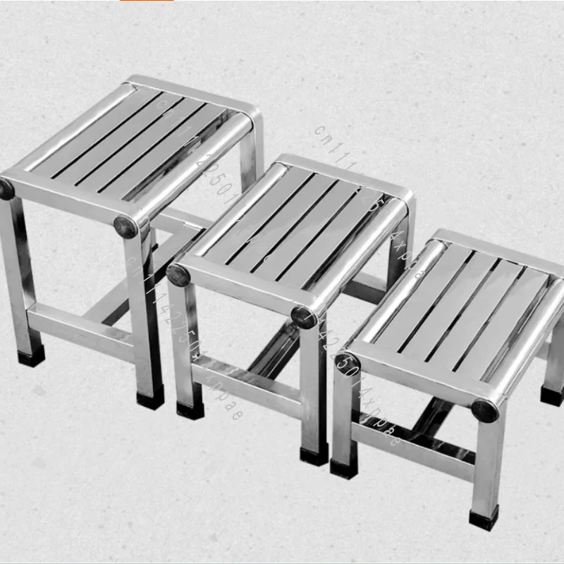 Waterproof Rust-Proof Stainless Steel Bathroom Stool Hollow Breathable Outdoor Low Stool for Home Use Portable