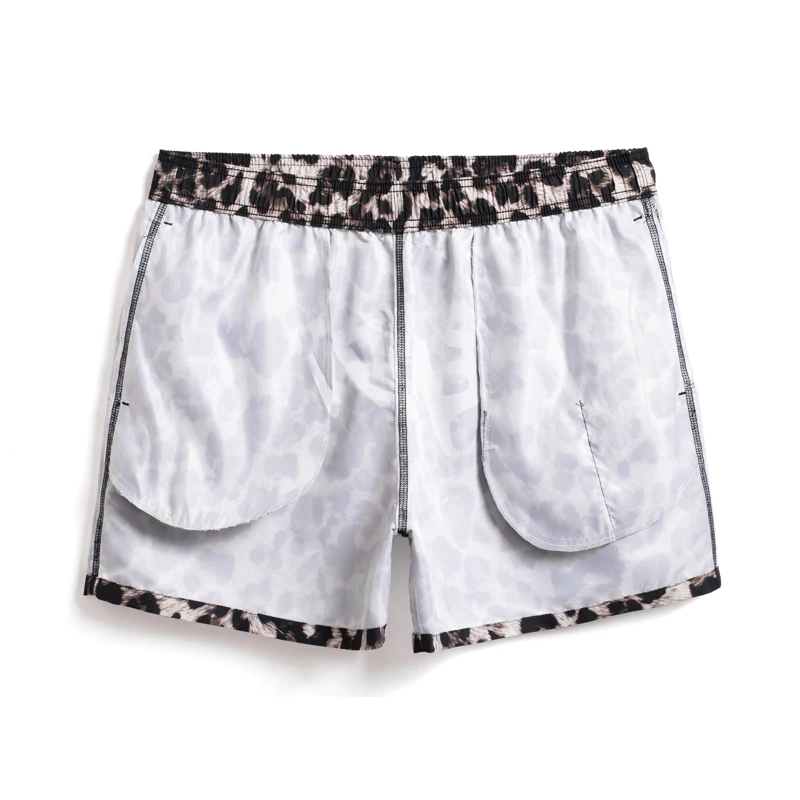 Men\'s Beachwear Quick Drying Baggy Male Swimwear Jogger Shorts Casual Wear For Men White Leopard Print Shorts GMA2653