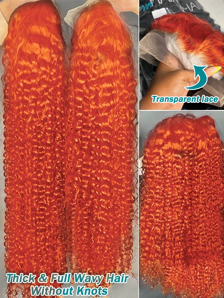 Orange Ginger Deep Wave curly wigs 13x4 lace front wig 30 50 inch 13x6 hd lace frontal wig Lace front human hair wig For Women