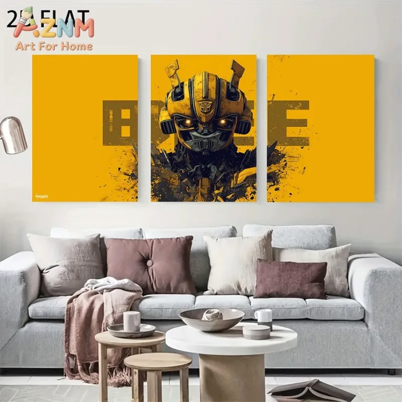 Transformers Bumblebee Canvas Poster Modern Yellow Art Print Home Bedroom Wall Decor Unframed Canvas Painting Gift For Movie Fan
