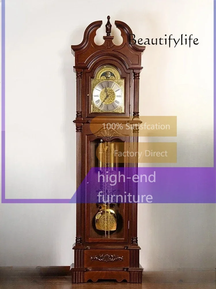 

Lz-X40 Fashion European Polaris Movement Floor Clock New Chinese Retro Vertical Clock Living Room American Villa