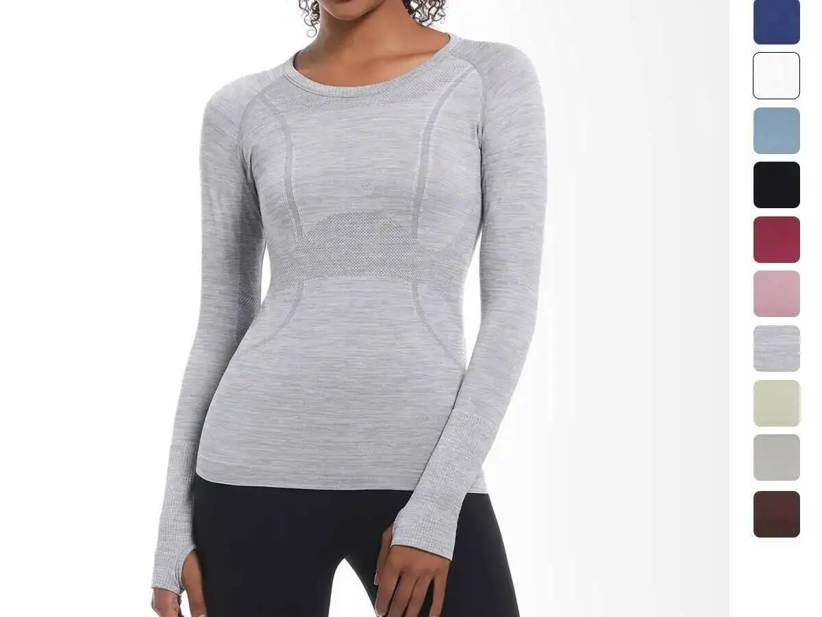 

Топ для тренировок с длинными рукавами, одежда для спортзала, пилатеса, женская спортивная одежда, спортивная рубашка, эластичная одежда для йоги, рубашки для бега