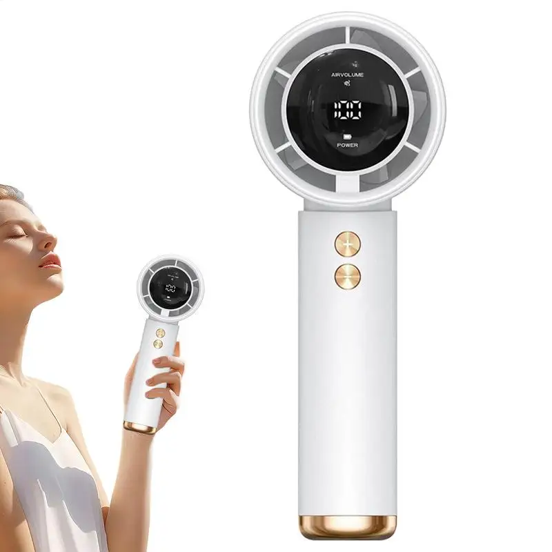 

Handheld Fan Rechargeable Portable Turbo Fan Powerful Cordless Air Circulator Battery Operated Digital Display Low Noise Makeup
