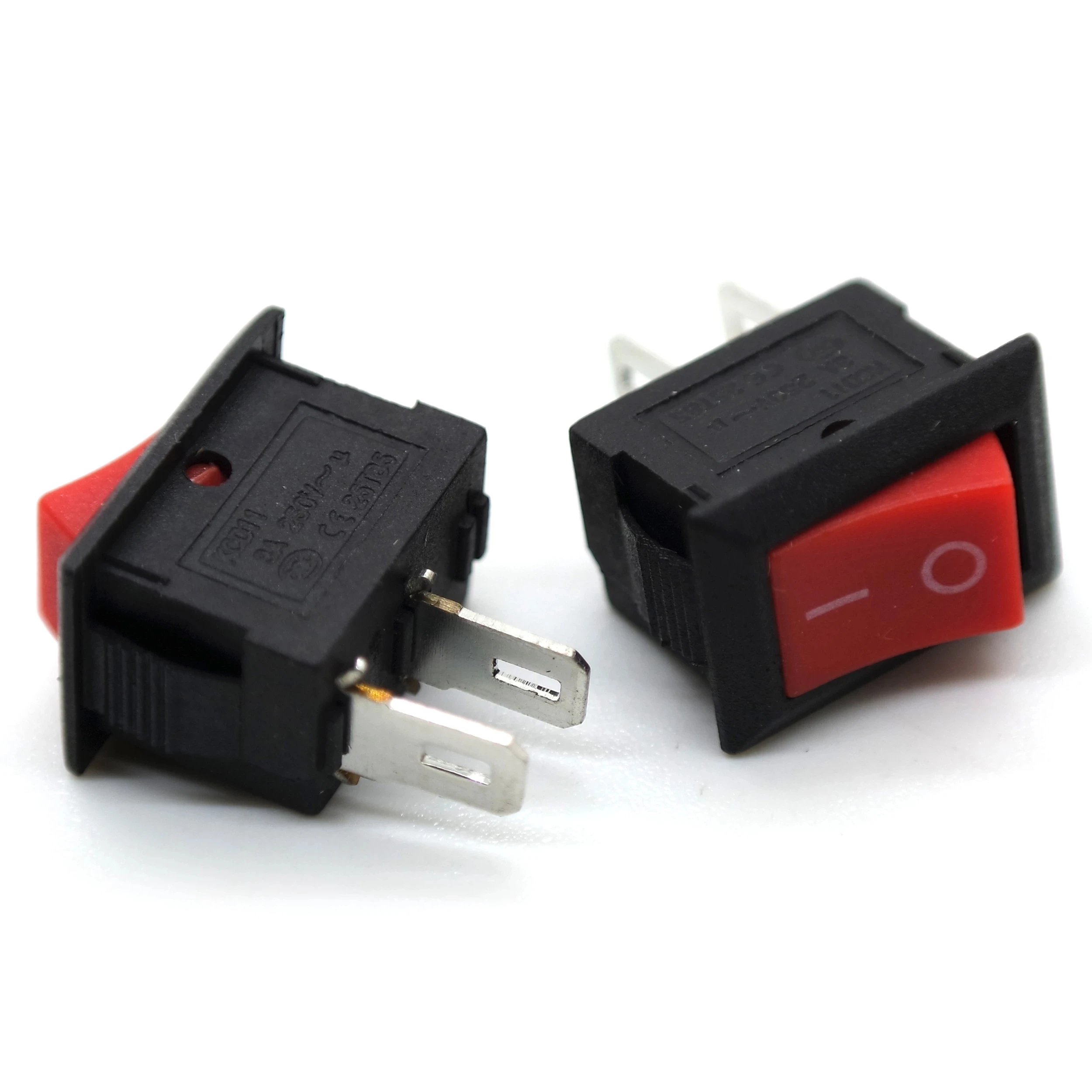 15Pcs Mini Push Button Switch 10mmx15mm SPST 2/3Pin 3A 250VAC 6A125VAC KCD1 Snap-in on/Off Rocker Switch 10MM*15MM Black and Red