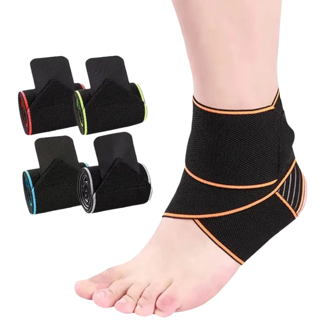 Elastic Sports Ankle Brace with Wrapping Straps Bandage Anti-Slip Ankle Support Braces Sprain Prevention for Basketball Running