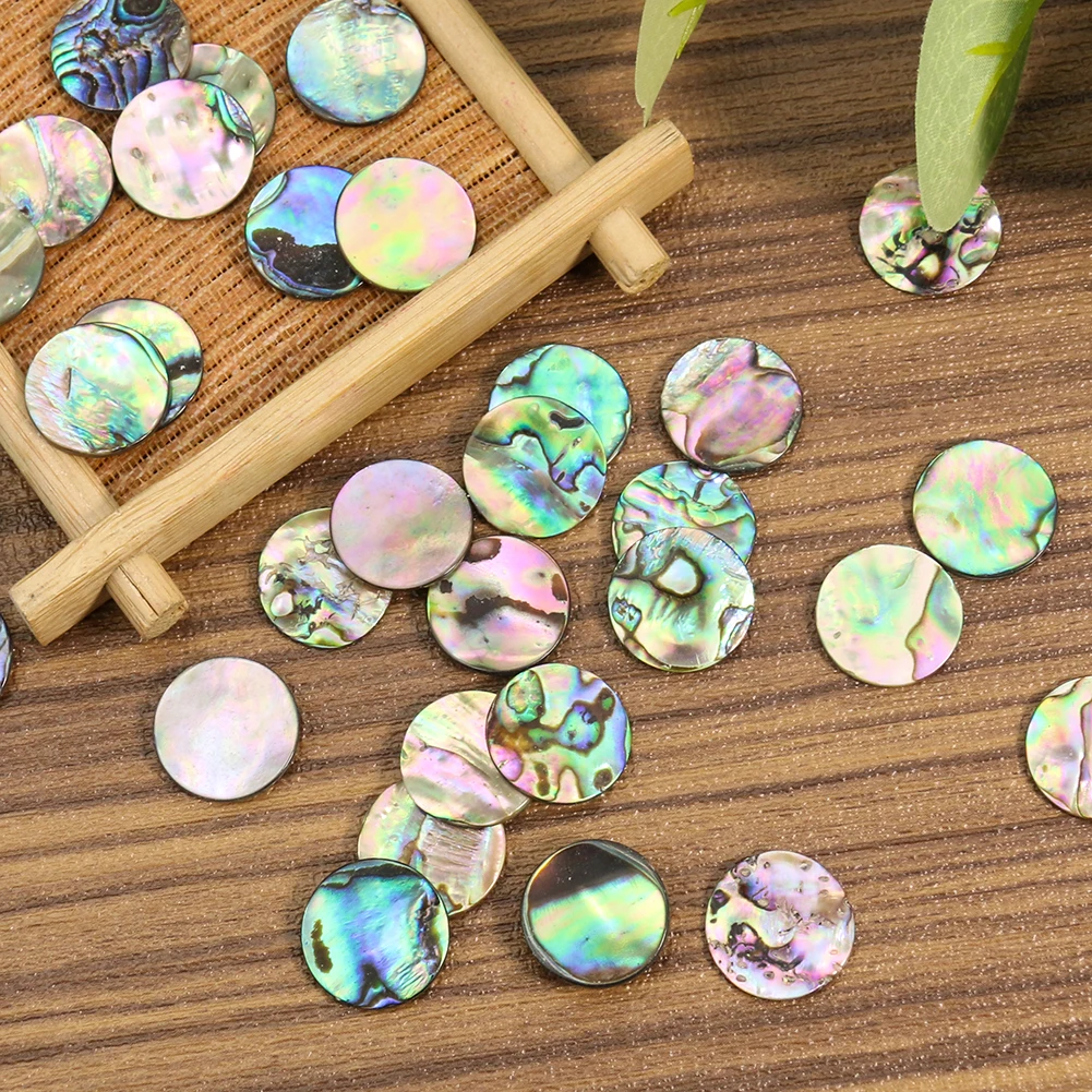 5PCS Natural Colorful Abalone Shell Beads Round Charm for DIY Making Button Bracelets Necklace Earrings Jewelry Findings No Hole