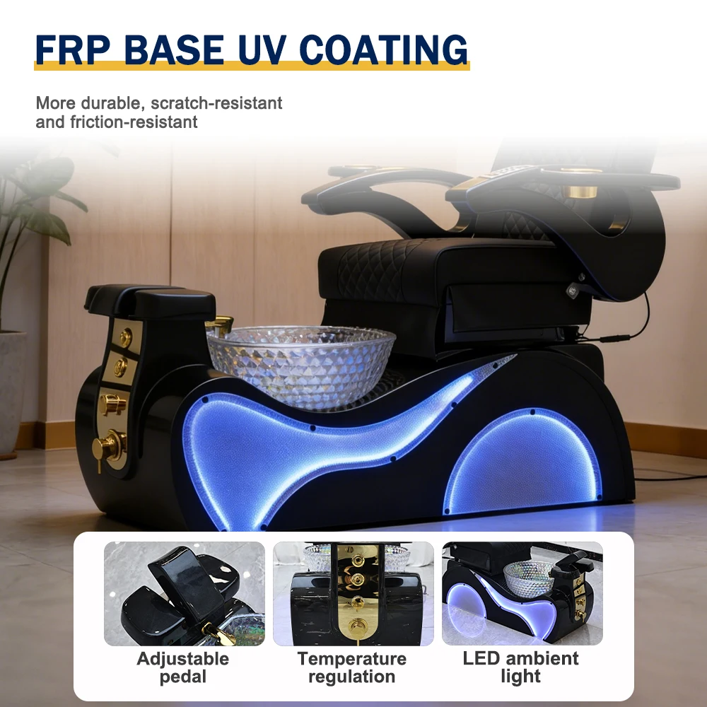 Poltrona Elettrica per Pedicure con Luce LED, Massaggio Schiena e Corpo, Divano in Pelle PU per Manicure e Pedicure, Arredamento per Salone di Bellezza