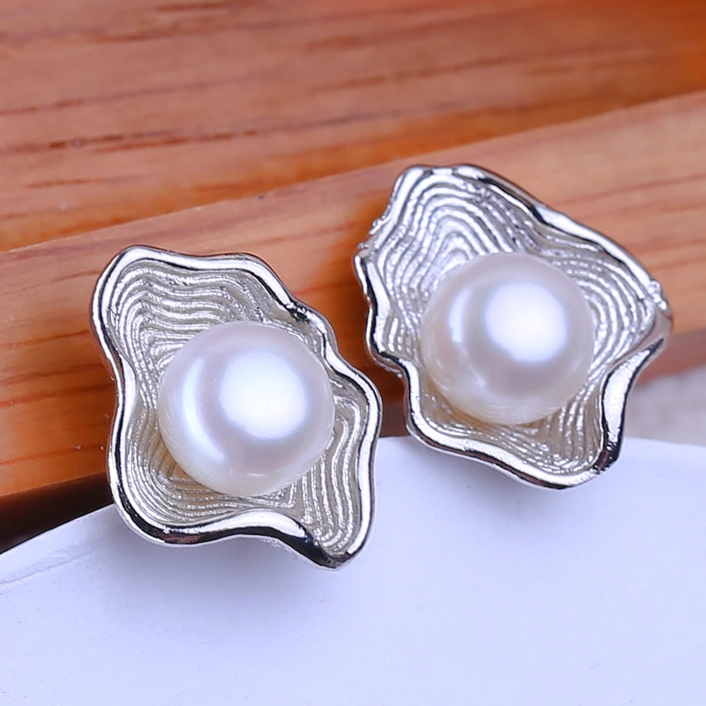 FENASY prawdziwa naturalna perła słodkowodna kolczyki sztyfty 925 Sterling Silver impreza biżuteria eleganckie prezenty dla kobiet sprzedaż hurtowa — zdjęcie 2