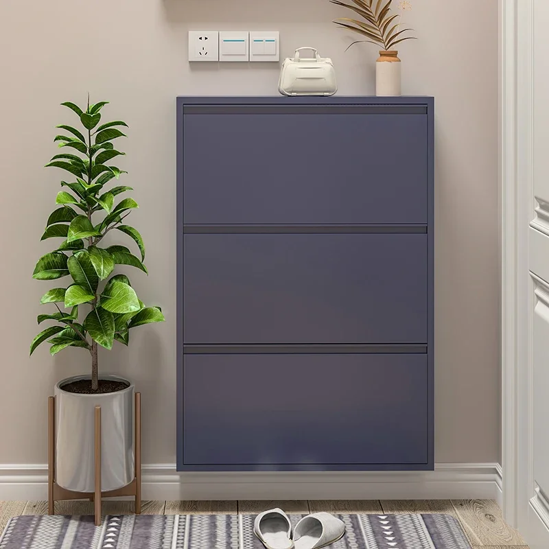 Steel Shoe Cabinet Ultra-thin , Wall Hanging, Large Capacity, 12-15cm Selectable, for Household Entrance Hallway or Foyer