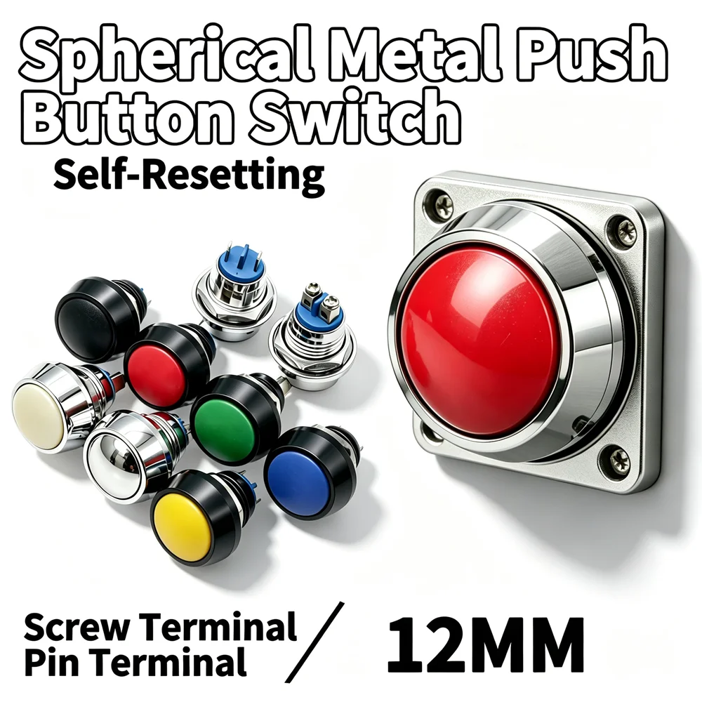 12mm 1PCS Mini Waterproof Momentary Push Button Switch Self-reset Blue White Red Yellow Black 1A DIY Control Pushbutton Horn
