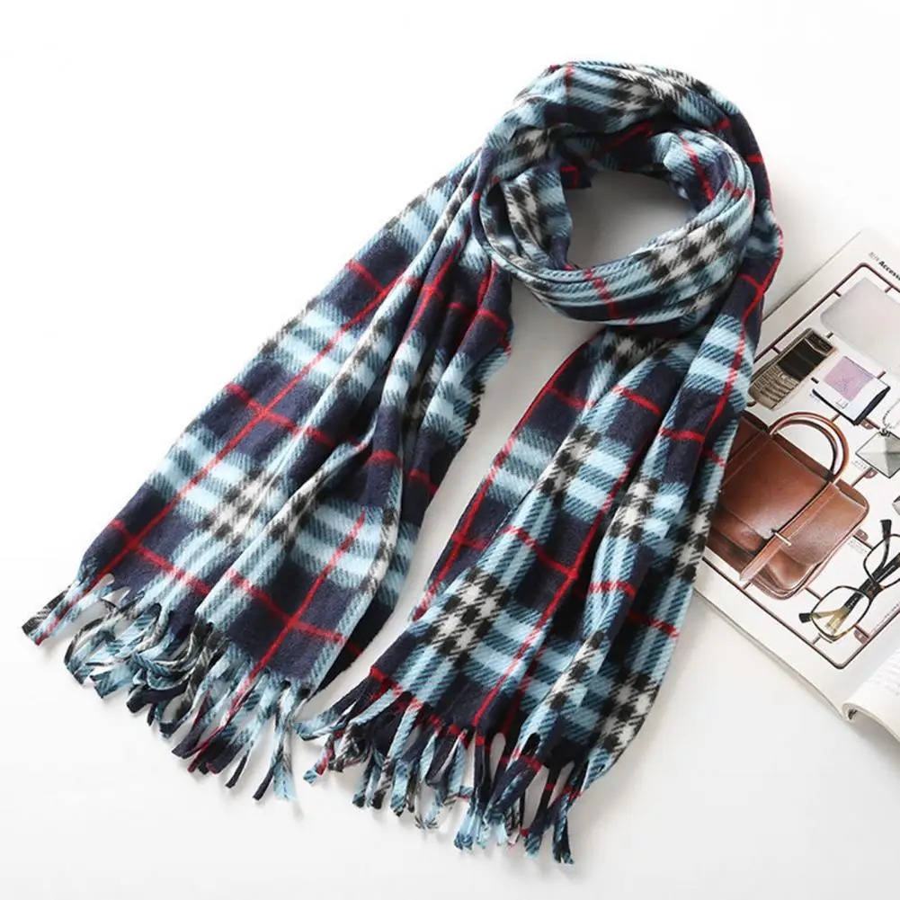 

Tassel Plaid Print Women Men Winter Scarf Wool Scarves Winter Warm Cashmere Shawl Cold Weather Imitation Cashmere Scarf 2025