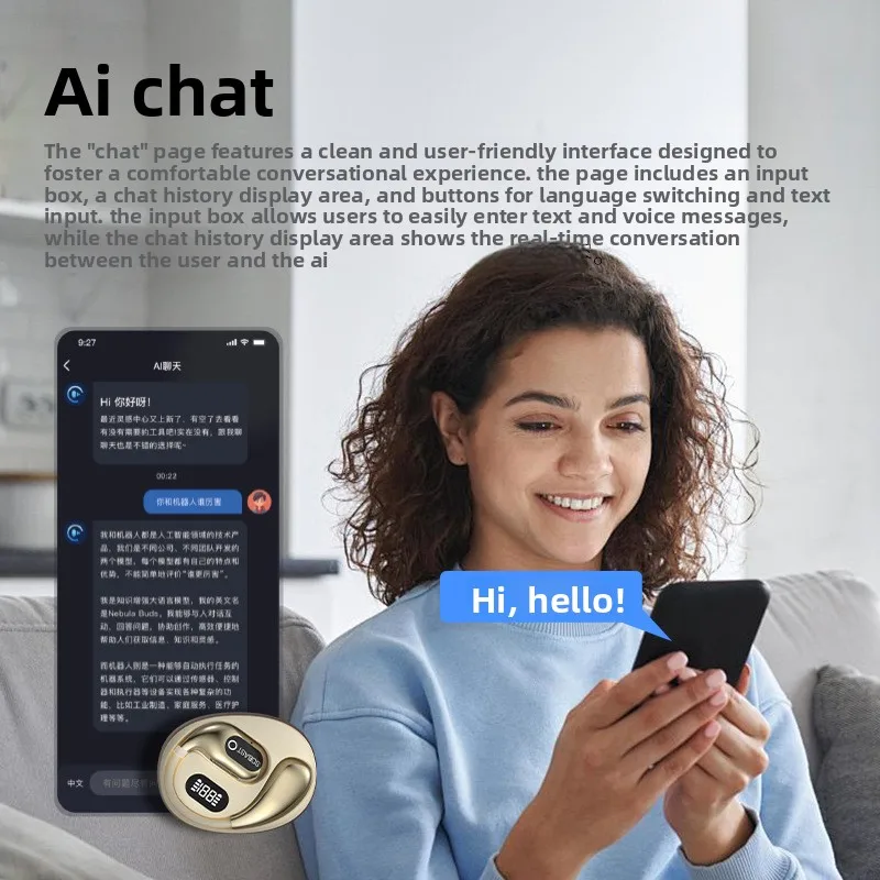 New S-OW1pro AI Intelligent Bluetooth Translator Earphone Wireless Rotatable Earhook Simultaneous Interpretation