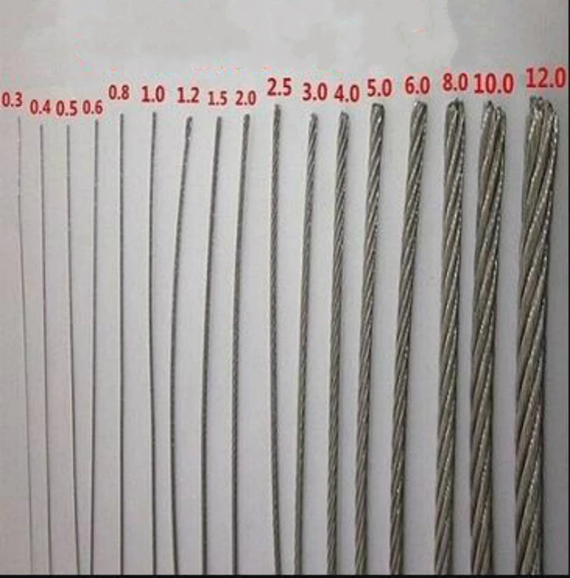 0.2MM 0.3MM 0.4MM 0.5MM 0.6MM diameter SS316 marine grade stainless steel wire rope cable 1X7 Structure rope