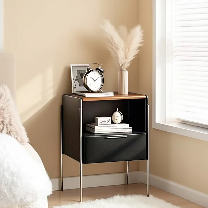Stainless Steel Nightstand Simple Bedroom Storage Cabinet Light Luxury Bedside Organizer  Stylish and Elegant Sofa Side Cabinet