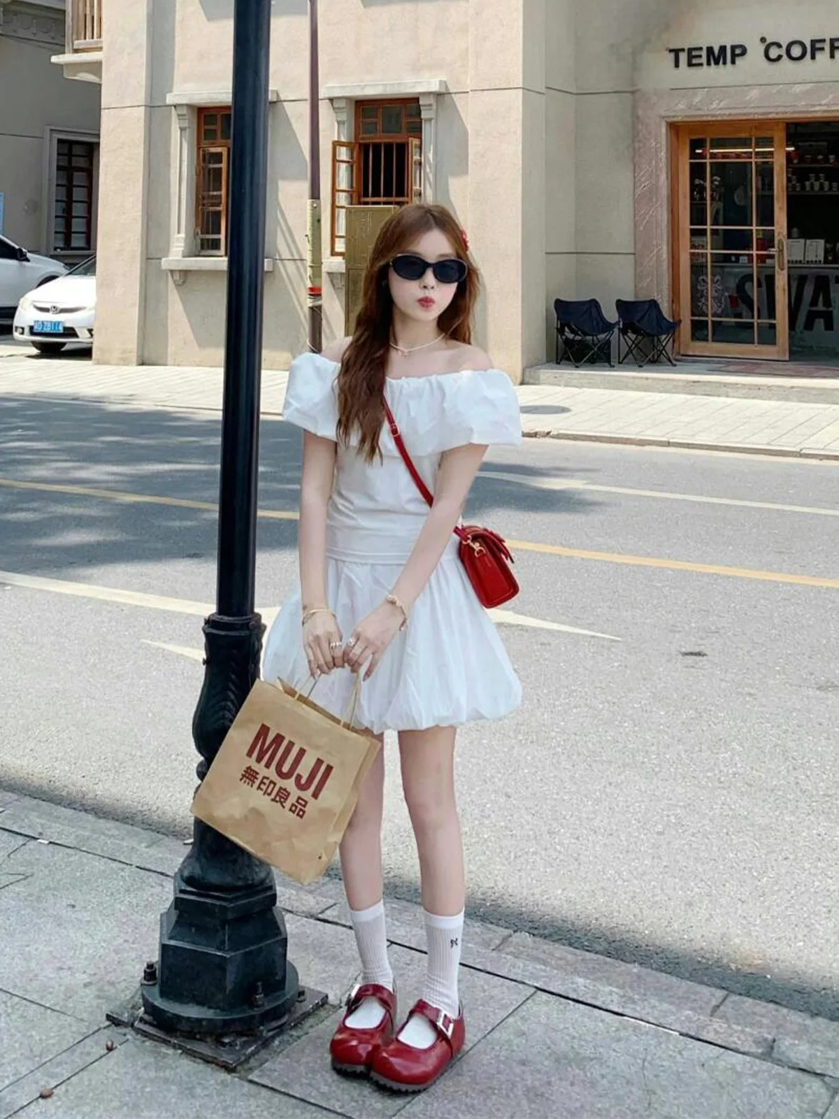 

DesiGar Cotton Linen Set White One-Shoulder Ruffle Skirt Two-Piece Women's Summer Casual Style Fashion Set for Adults