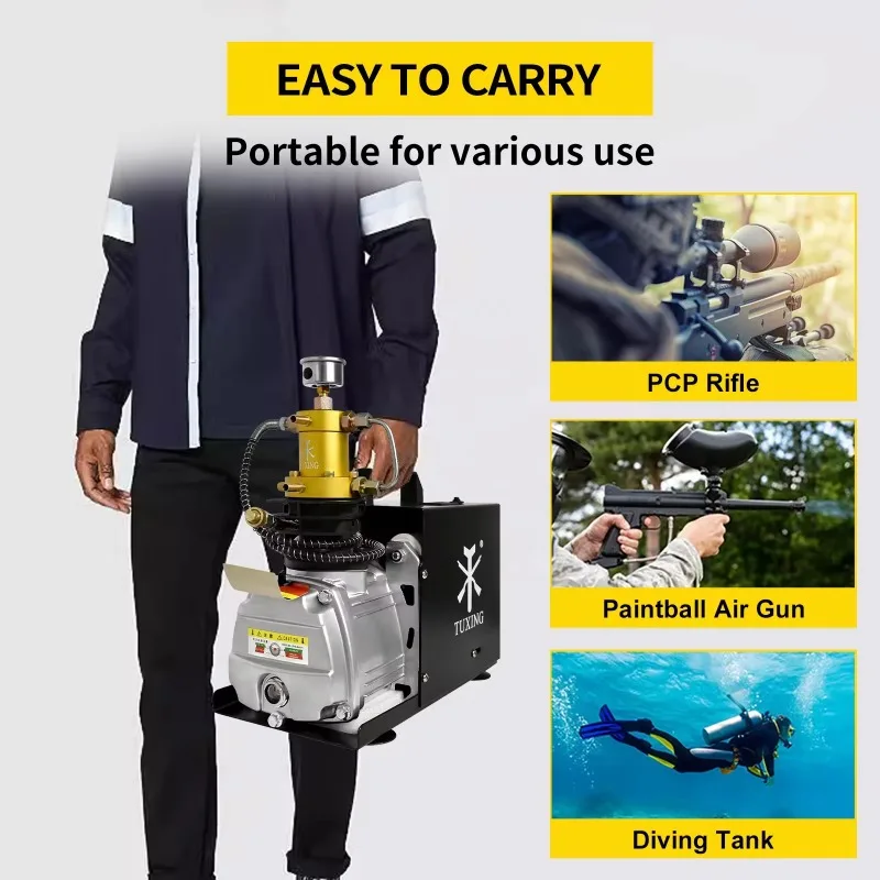 TUXING Wholesale High Pressure 110/220V 4500psi 300bar 30mpa Electric Scuba Diving Filling Paintball Scuba PCP Air Compressor