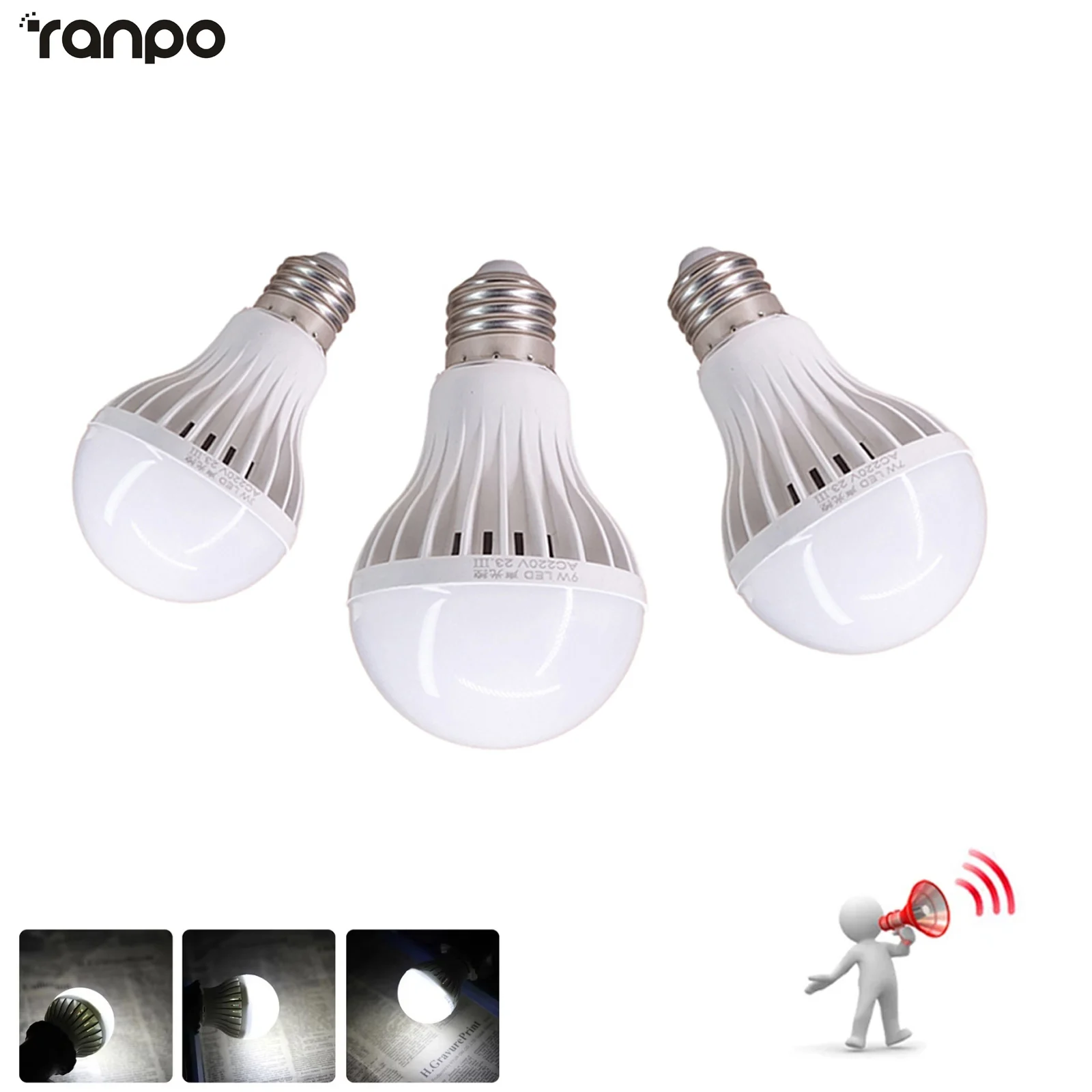 E27 Sound Activated Light Sensor Bulbs Home Bedroom Replace Halogen Light White Edison Bulb 120 Degrees Wild Beam Led Cool Ultra