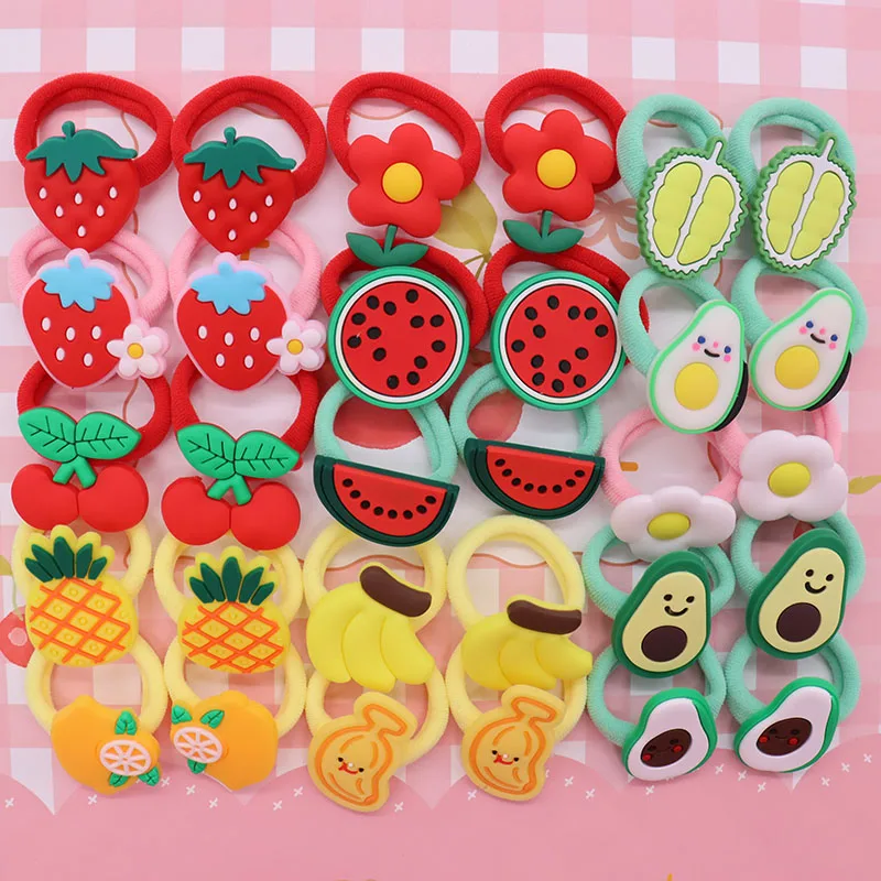 2Pcs/Set Korean Style Girls Hair Accessories Fruit Watermelon Strawberry Banana Children's Rubber Bands Kid Headband Scrunchies