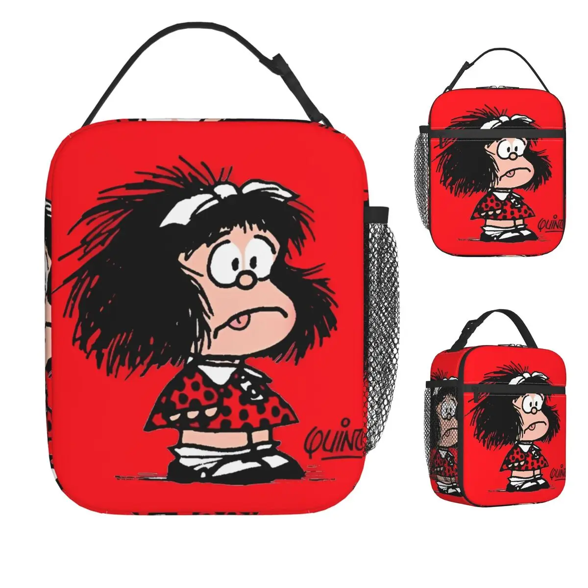 

Mafalda Comic Cartoon Kawaii Lunch Bag Vintage Lunch Box For Women School Portable Insulated Cooler Bag Print Thermal Lunch Bags
