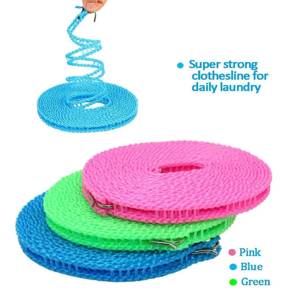 8m Windproof Clothesline, Non-Slip Durable Drying Rope for Indoor Outdoor Use, Heavy Duty Laundry Line for Home, Travel, and Camping (Random Color)