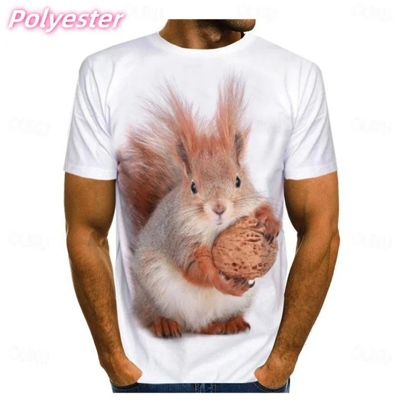 

Nut Squirrel Graphic T-Shirt For Men Cute Animal 3D Printed Tees Summer Casual Loose Short Sleeve T Shirts Street O-Neck Tops