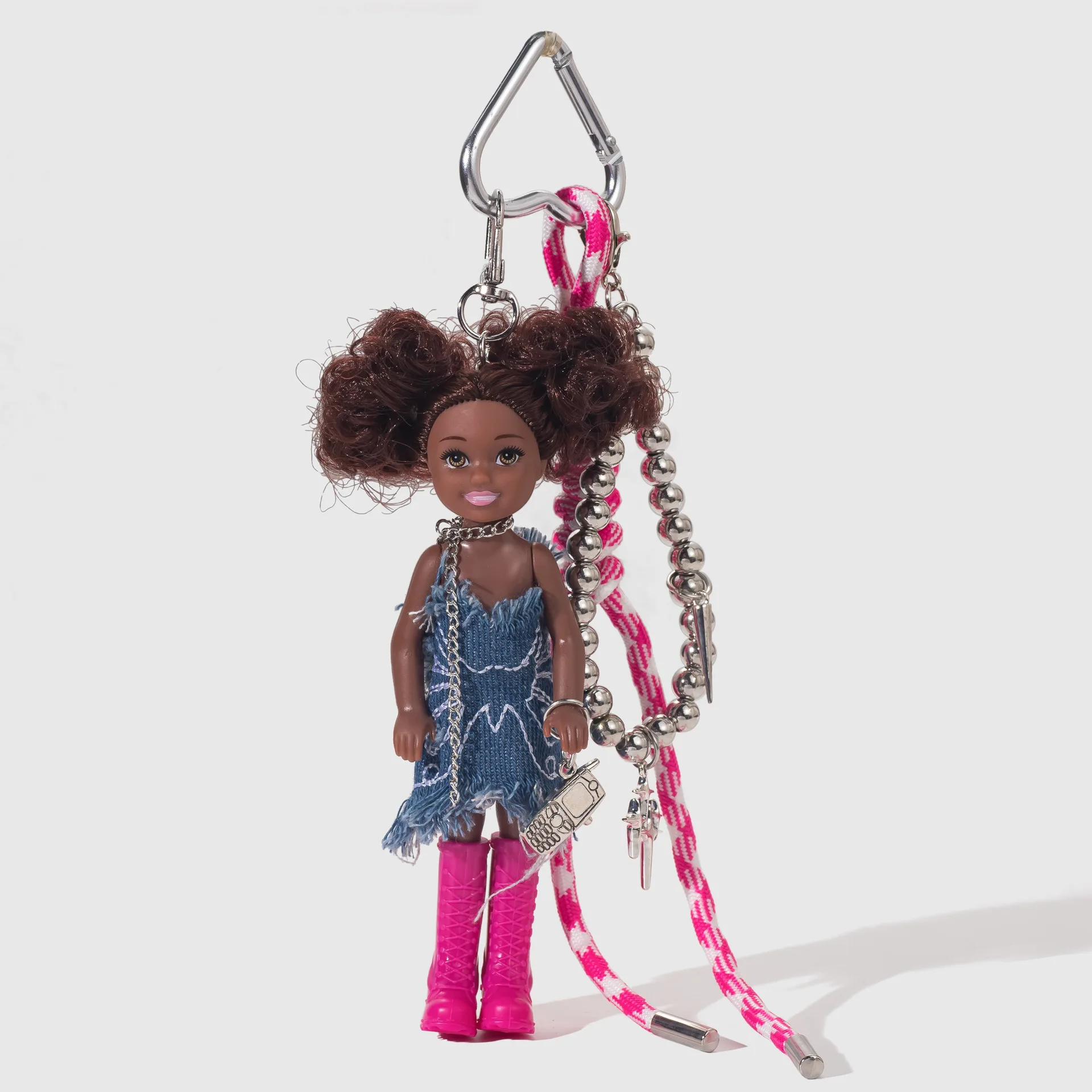 Korean Style Dark Skin Babi Princess Doll Sweet Cool Y2K Denim Skirt Cute Keychain Exquisite Bag Charm Kelly Doll Keychain Gift