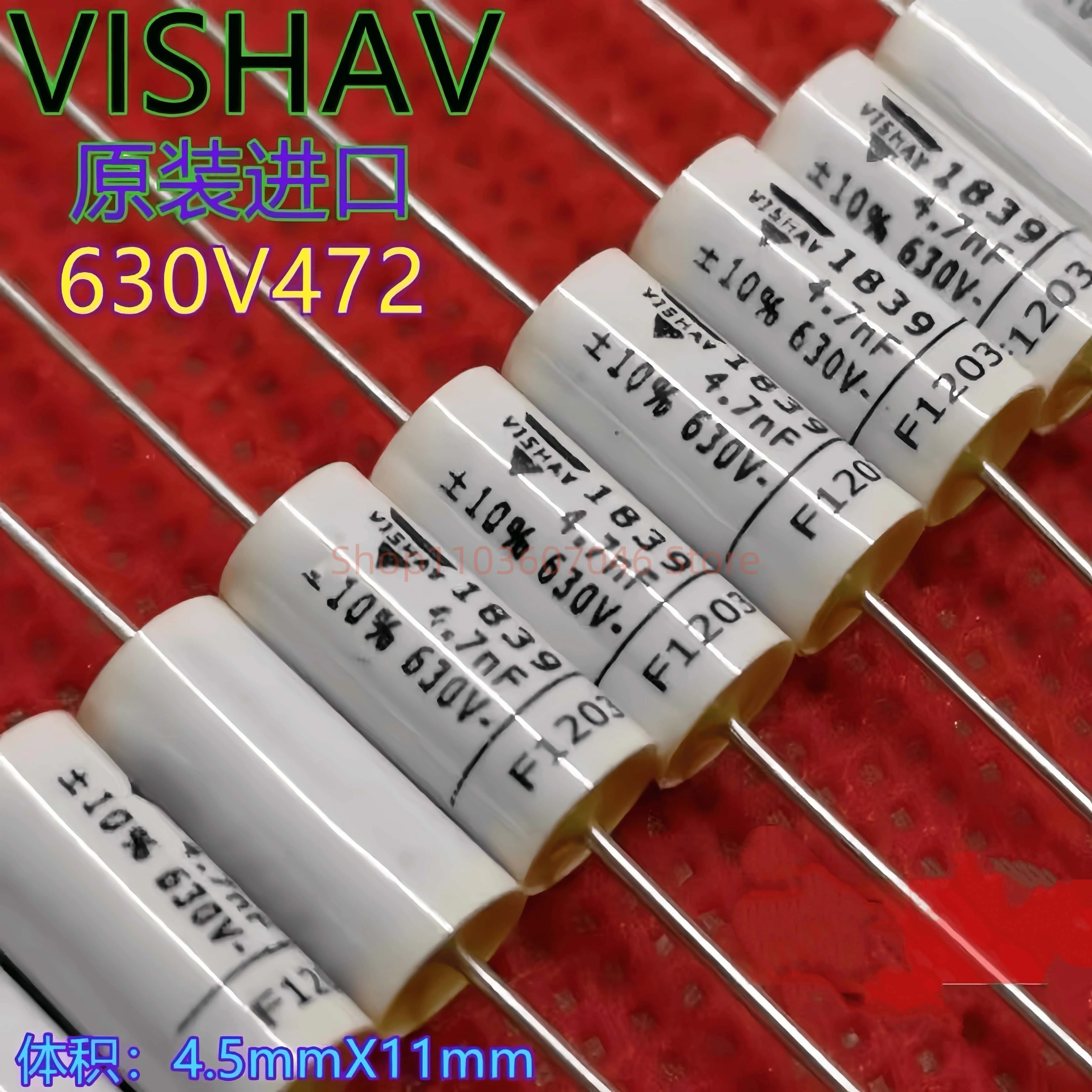 

5pcs MKP 1839 series 1NF 630V 221K 102K 222K 332K 472K 2.2NF/4.7NF/3.3NF/630V 220PF Axial Non inductive Absorption Capacitor