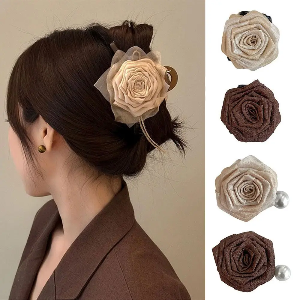 Vintage Murad Dried Roses Flower Hair Claw Clip Large Fashion Hair Styling Claw Clip Hair Accessories for Women Girls