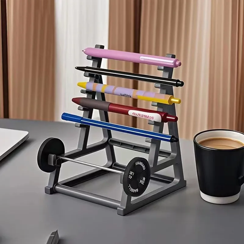 Barbell pen holder, fitness ornament, creative metal ironwork pen, glasses stand, pen holder, stationery storage box decoration