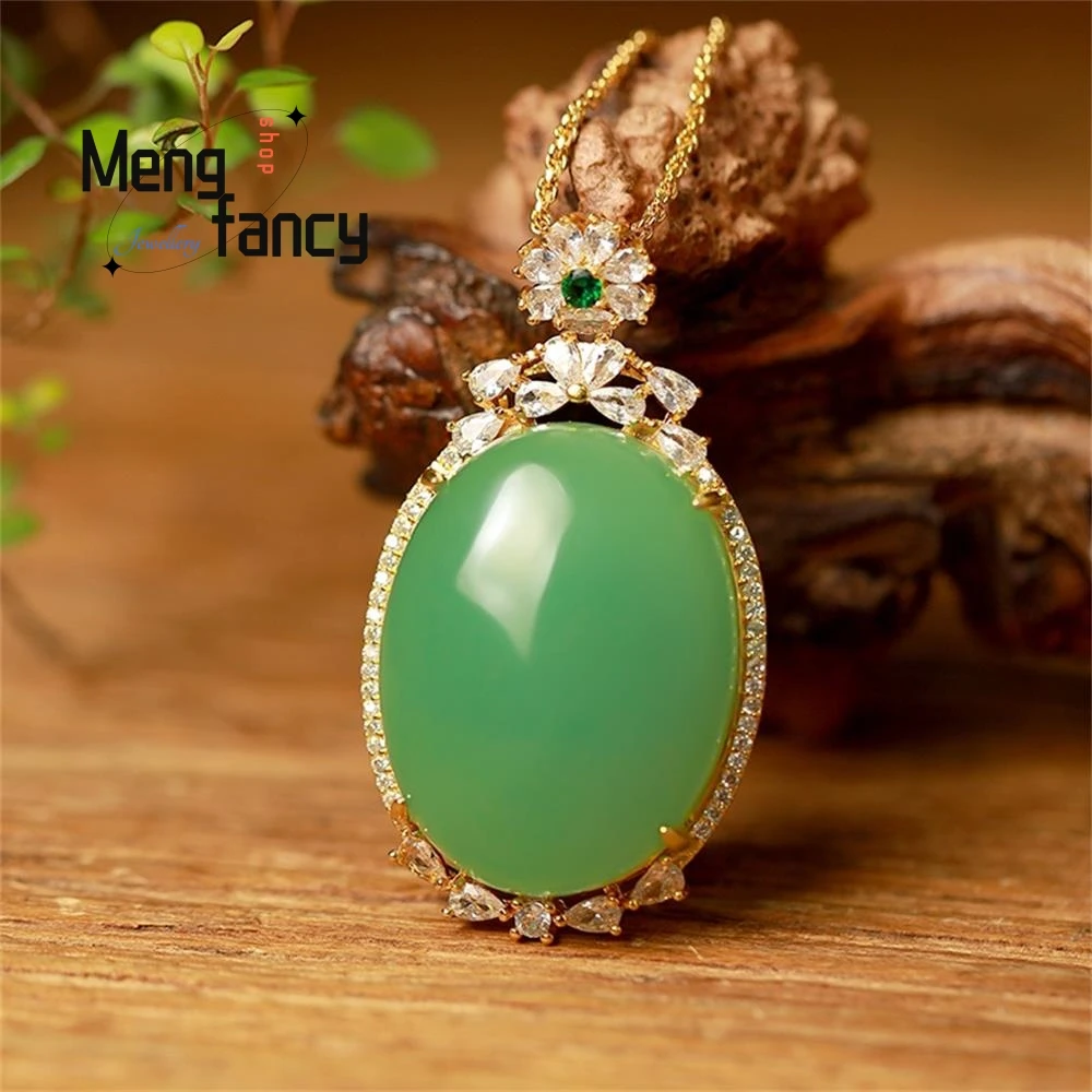 

Natural Tung Ling Jade Inlaid Pigeon's Egg Pendant Charm Exquisite Best Selling Fashion Elegant Luxury Fine Jewelry Holiday Gift