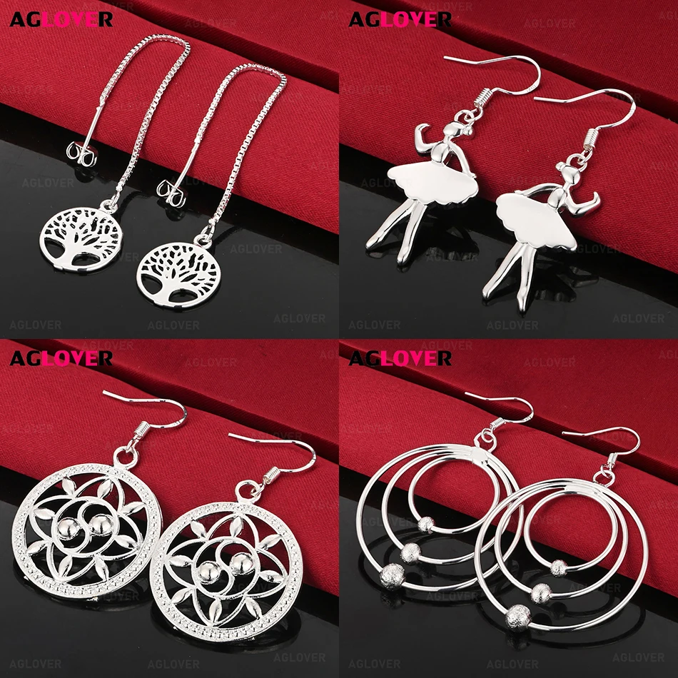 

AGLOVER 925 Sterling Silver Elf Dancing Earrings Elegant and Versatile Women's Banquet Wedding Jewelry