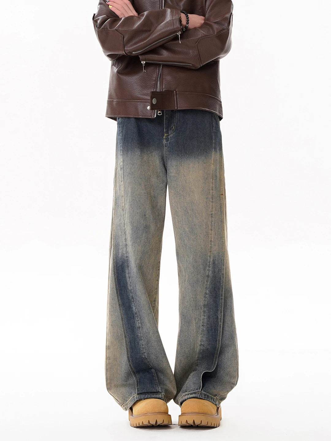 

American High Street Sle Men's Jeans Spring Autumn Loose Straight Leg Cotton Denim Vintage Waed Trendy Casual Trousers