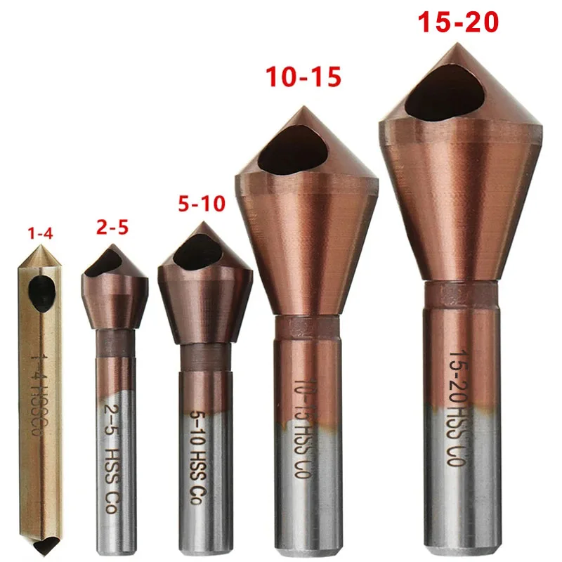 

M35 HSS-Co Cobalt Countersink Drill Bit 1-4/2-5/5-10/10-15/15-20mm Metal Taper Hole Saw 90 Degree Deburring Chamfer Cutter Tool