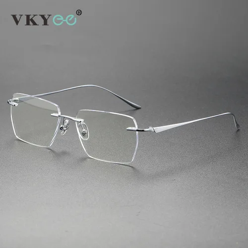 Imagen 2 del producto Vicky, gafas ópticas de titanio para hombre y mujer, gafas de lectura, gafas sin montura, gafas graduadas para miopía, lentes opticos para mujer，lentes opticos para mujer con receta medica，lentes opticos para hombre
