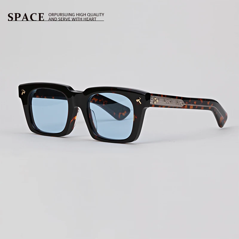 Men high-quality acetic sunglasses Square luxury brand UV400 QUENTIN handmade women trendy sunglasses can be carved