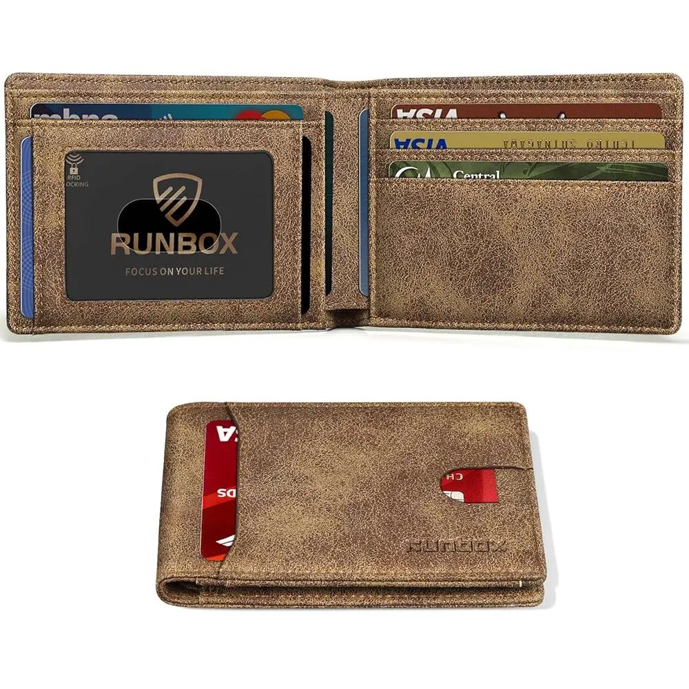 

Free ShippingNovelty Wallet for Men Slim 11 Credit Card Holder Slots Leather RFID Blocking Small Thin Men's Wallet Bifold Minima